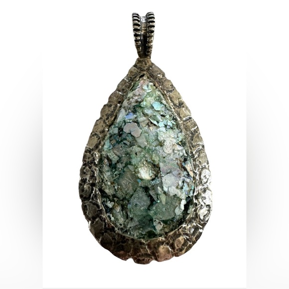 Vintage iridescent shell large pendant! - Picture 3 of 10